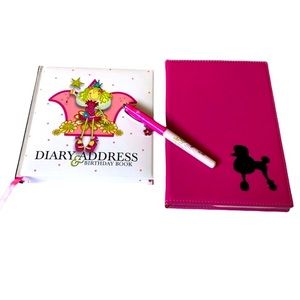 Vintage Y2K Princess Diary Address Book Journal Set White Pink Kids Stationery